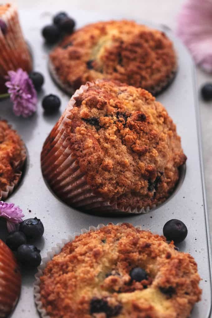 muffin tilted in baking pan