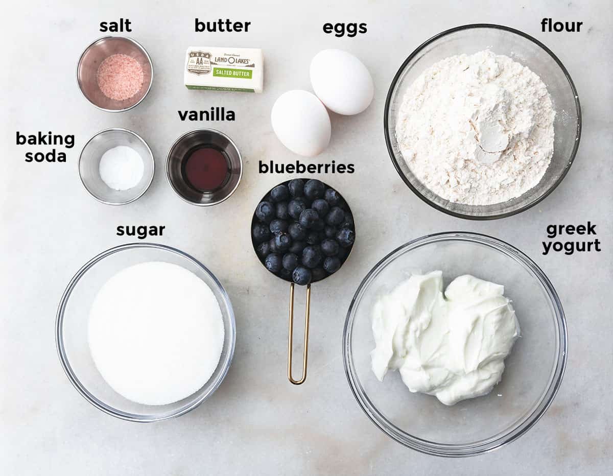 ingredients for blueberry muffins