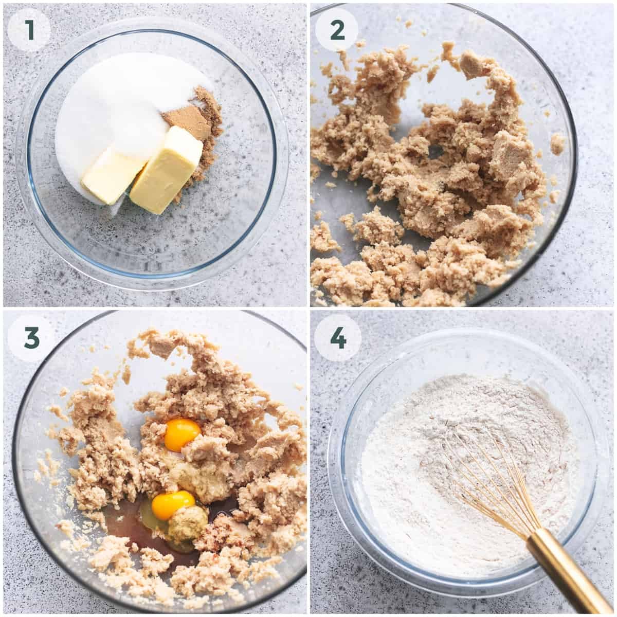 four steps of preparing cookie dough