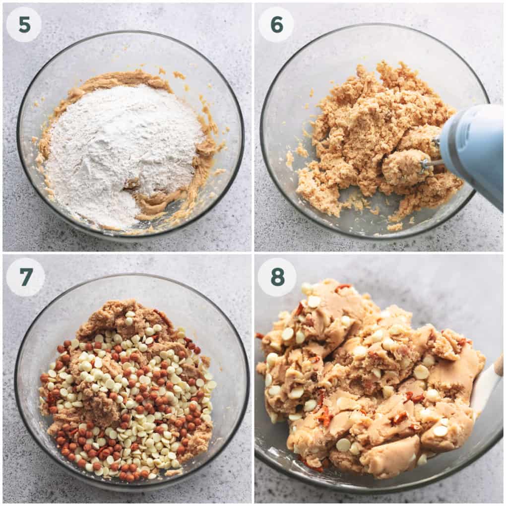 four steps for preparing cookie dough