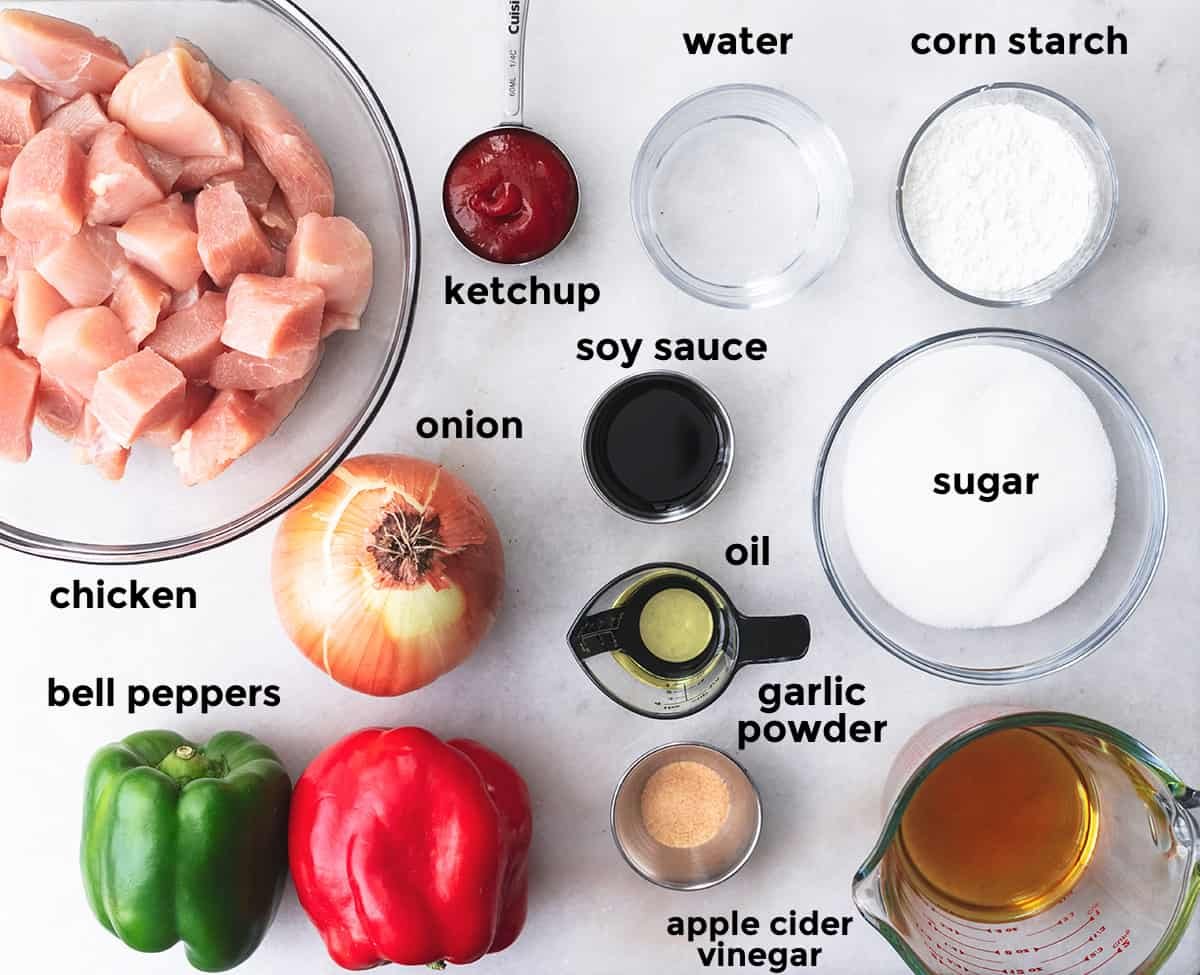 ingredients for sweet and sour chicken