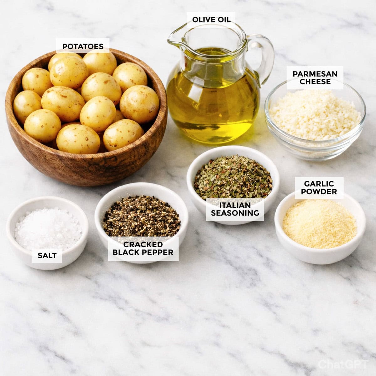 Ingredients for air fryer potatoes recipe.