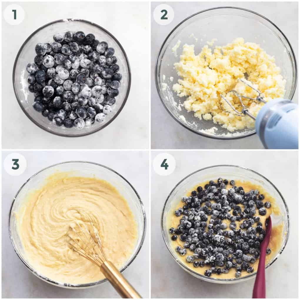 how to make blueberry cake steps 1-4