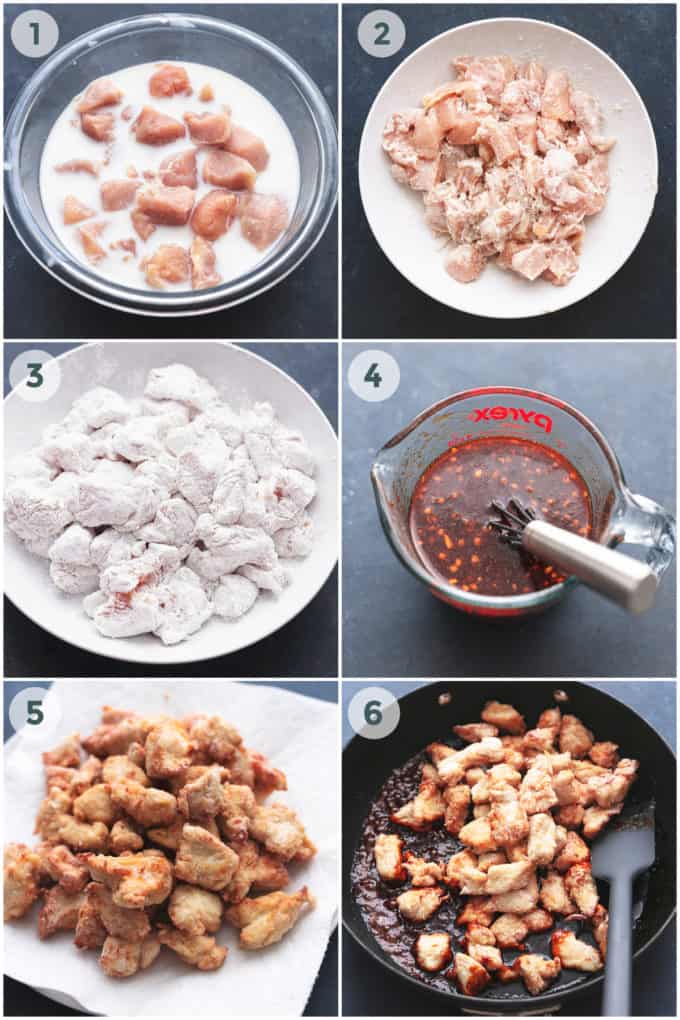 six steps of preparing korean fried chicken