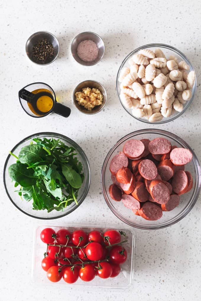 ingredients for gnocchi and sausage recipe