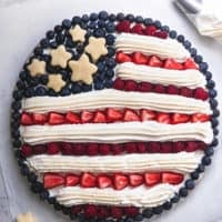 flag fruit pizza with berries and stars