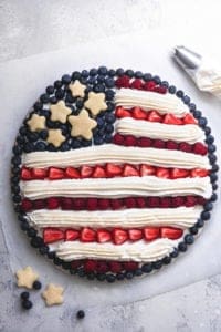 flag fruit pizza with berries and stars