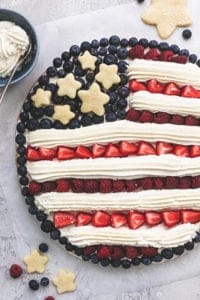 patriotic flag dessert with fruit and frosting