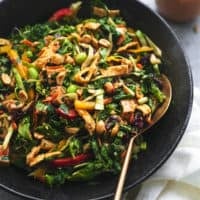 thai chicken salad with serving spoon