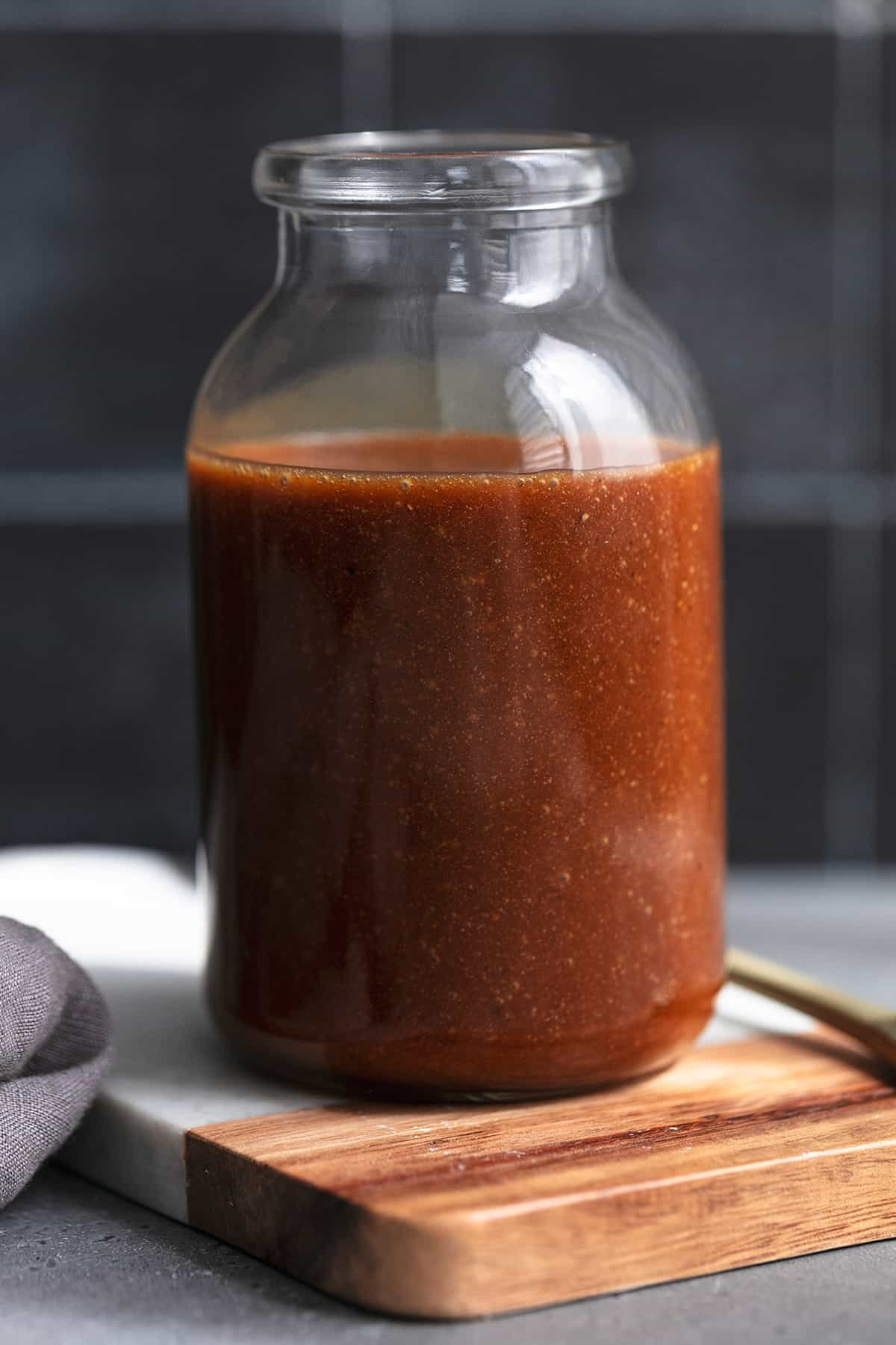 creamy balsamic salad dressing in a jar