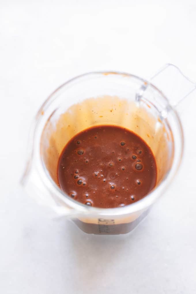 creamy balsamic dressing in a blender cup