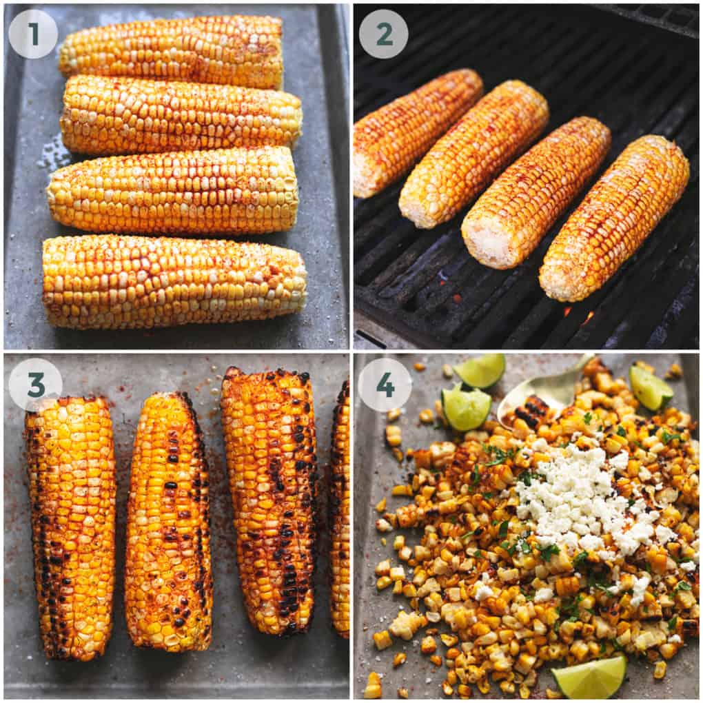four steps of preparing mexican corn salad