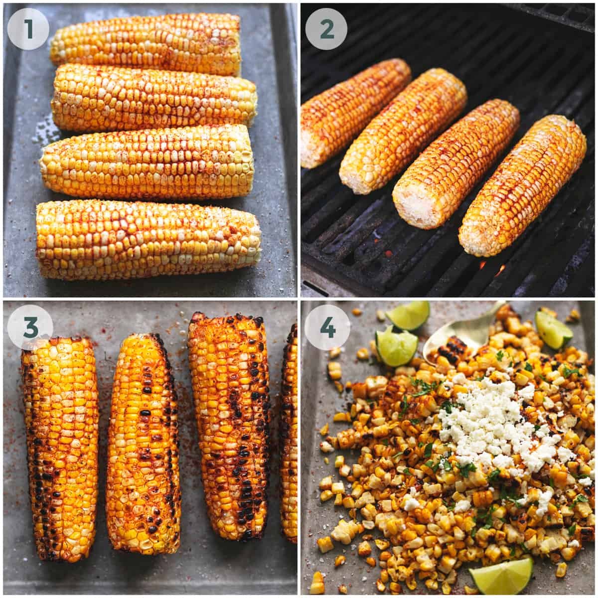 four steps of preparing mexican corn salad