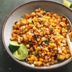 up close mexican corn salad in a bowl