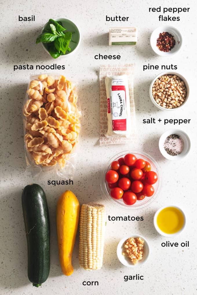 ingredienti per la pasta di verdure