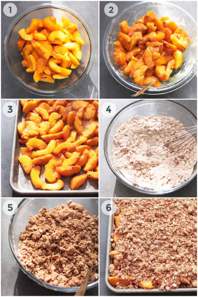 six steps of preparing peach crisp