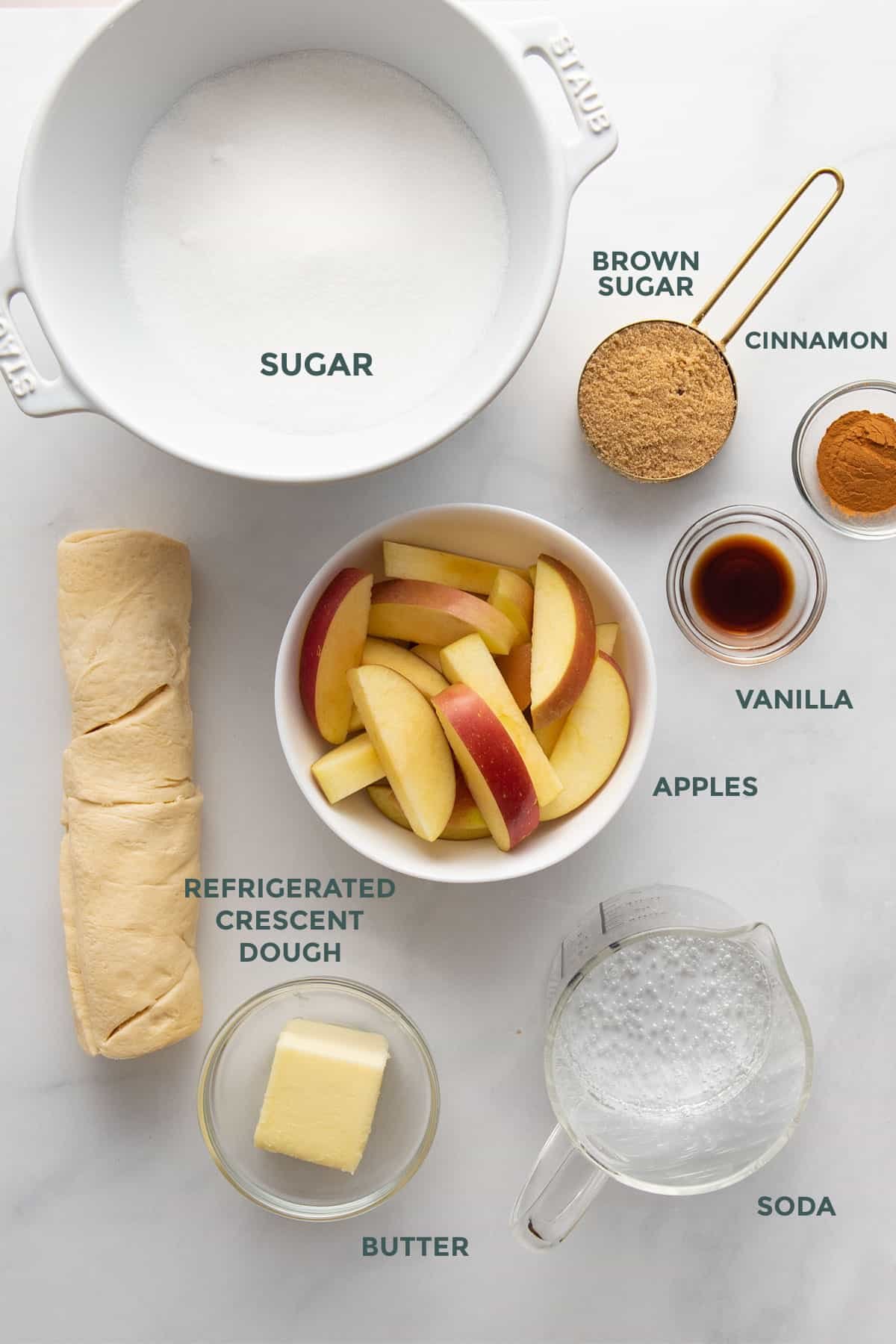 ingredients for apple cobbler on a table