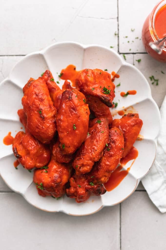 baked chicken wings on platter