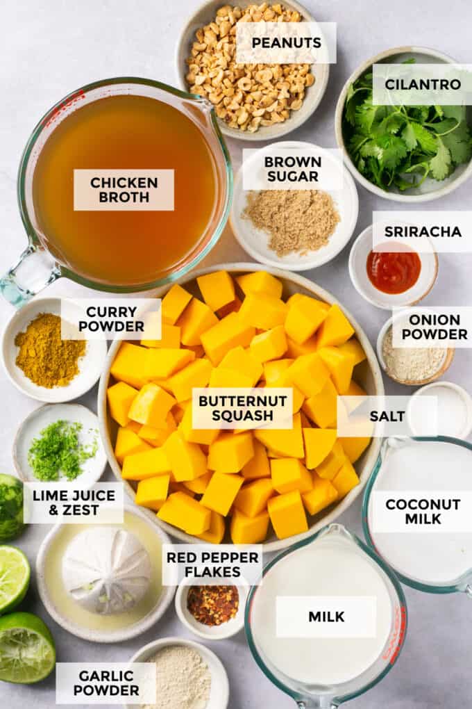 ingredienti per la zuppa di zucca