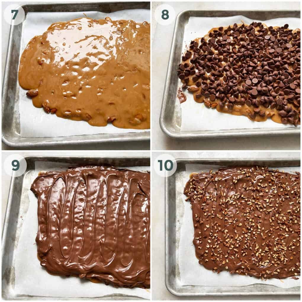 last four steps of preparing english toffee recipe