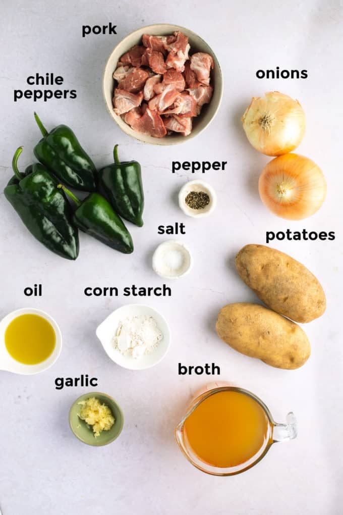 ingredients for mexican green chile stew