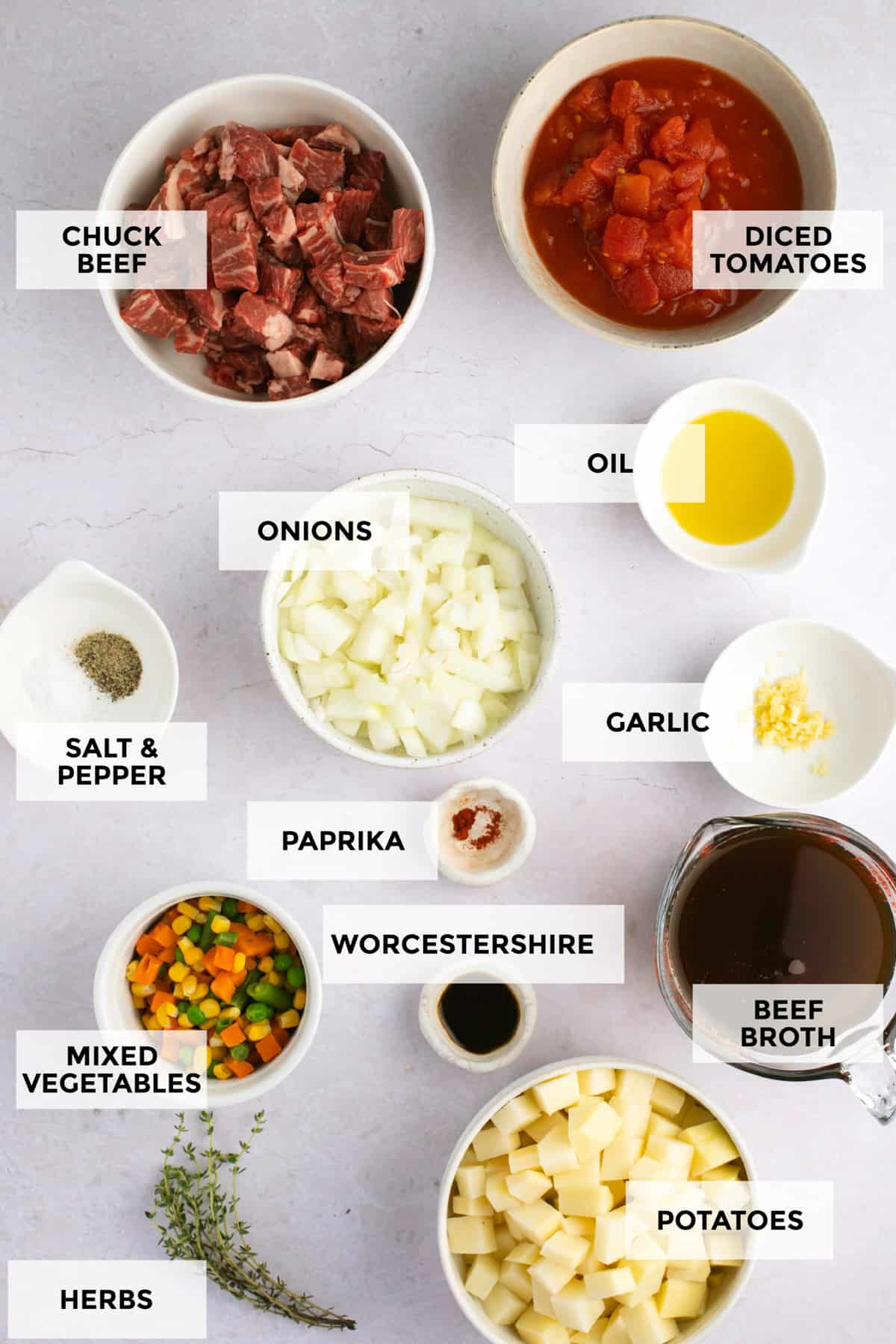 ingredients for vegetable beef soup
