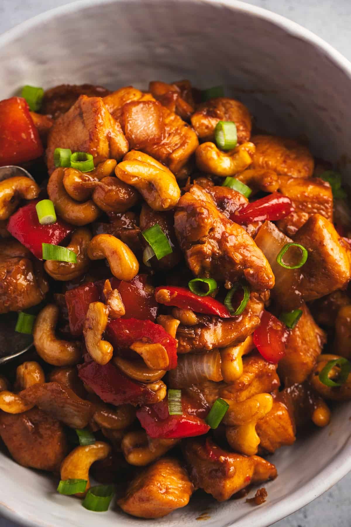 cashew chicken in a bowl