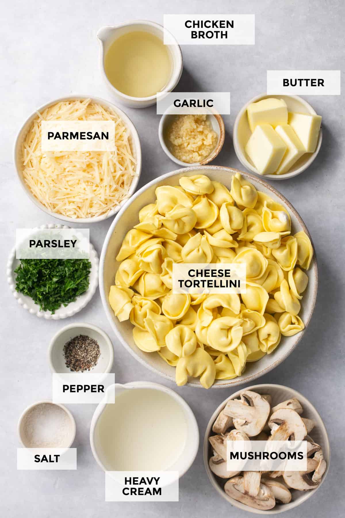 ingredients for cheese tortellini pasta recipe