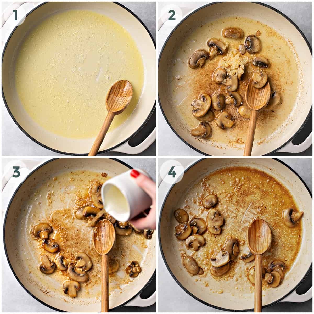 first four steps of preparing cheese tortellini pasta recipe