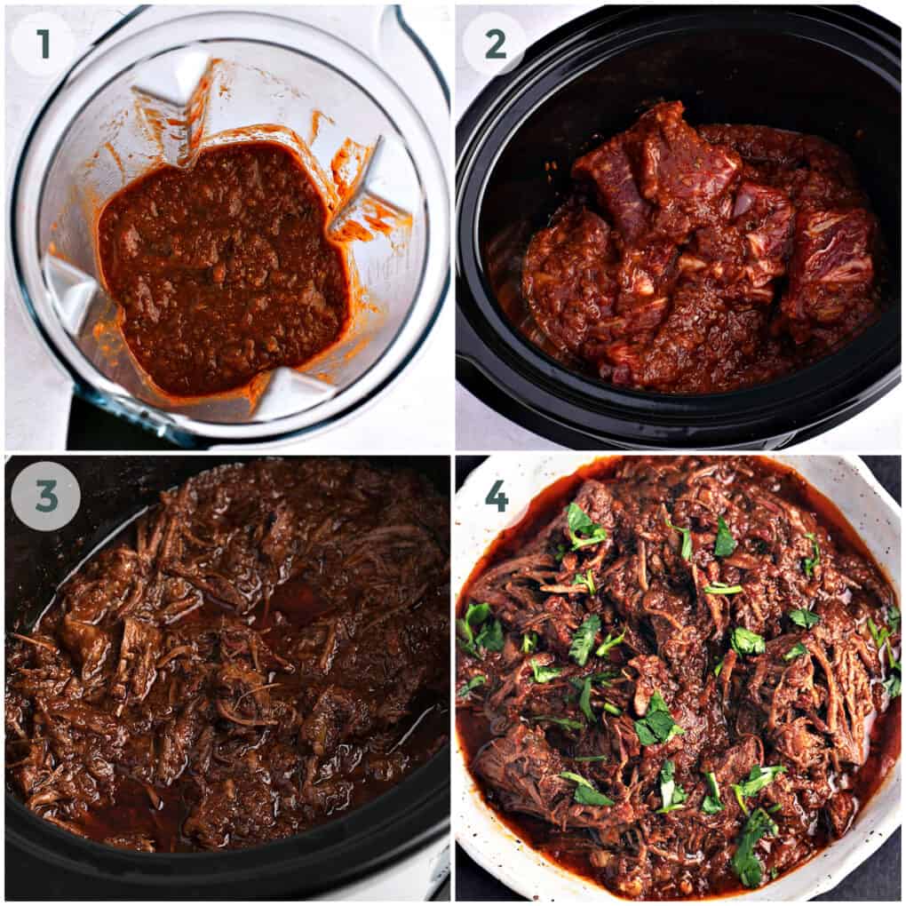 four steps of preparing chipotle beef barbacoa recipe