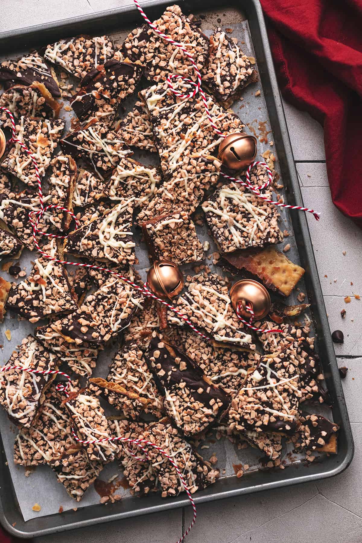 sheet pan with christmas cracker candy
