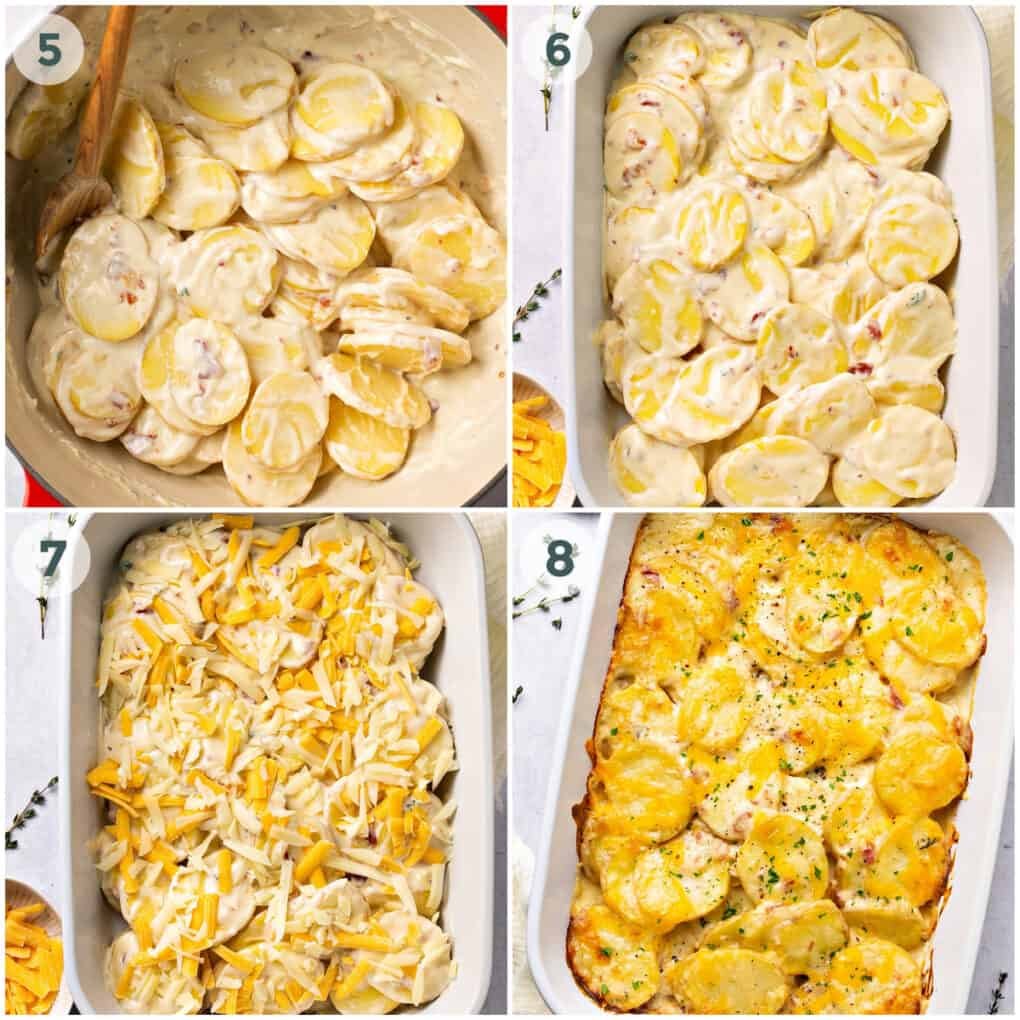 last four steps of preparing scalloped potatoes