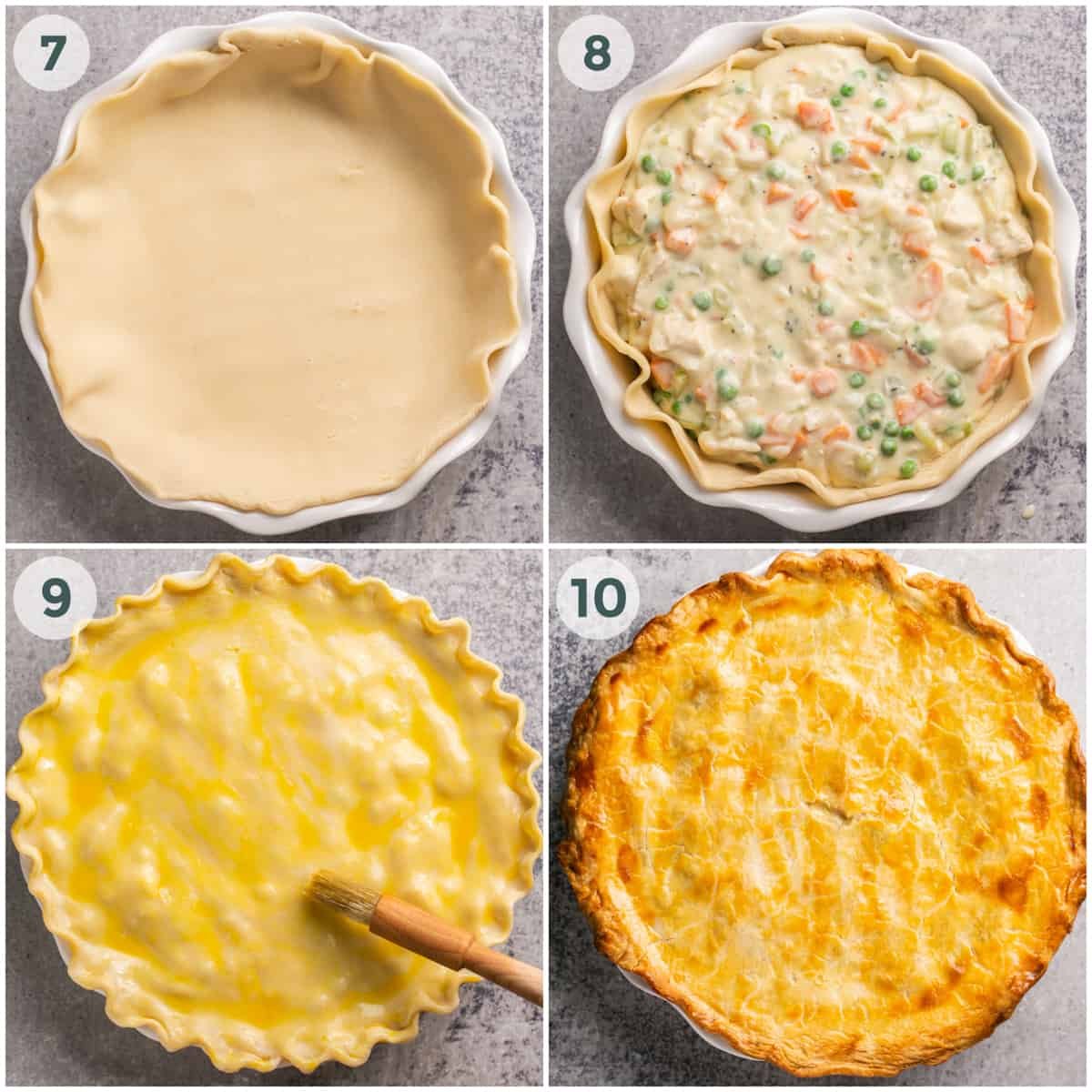 final four steps of preparing chicken pot pie recipe