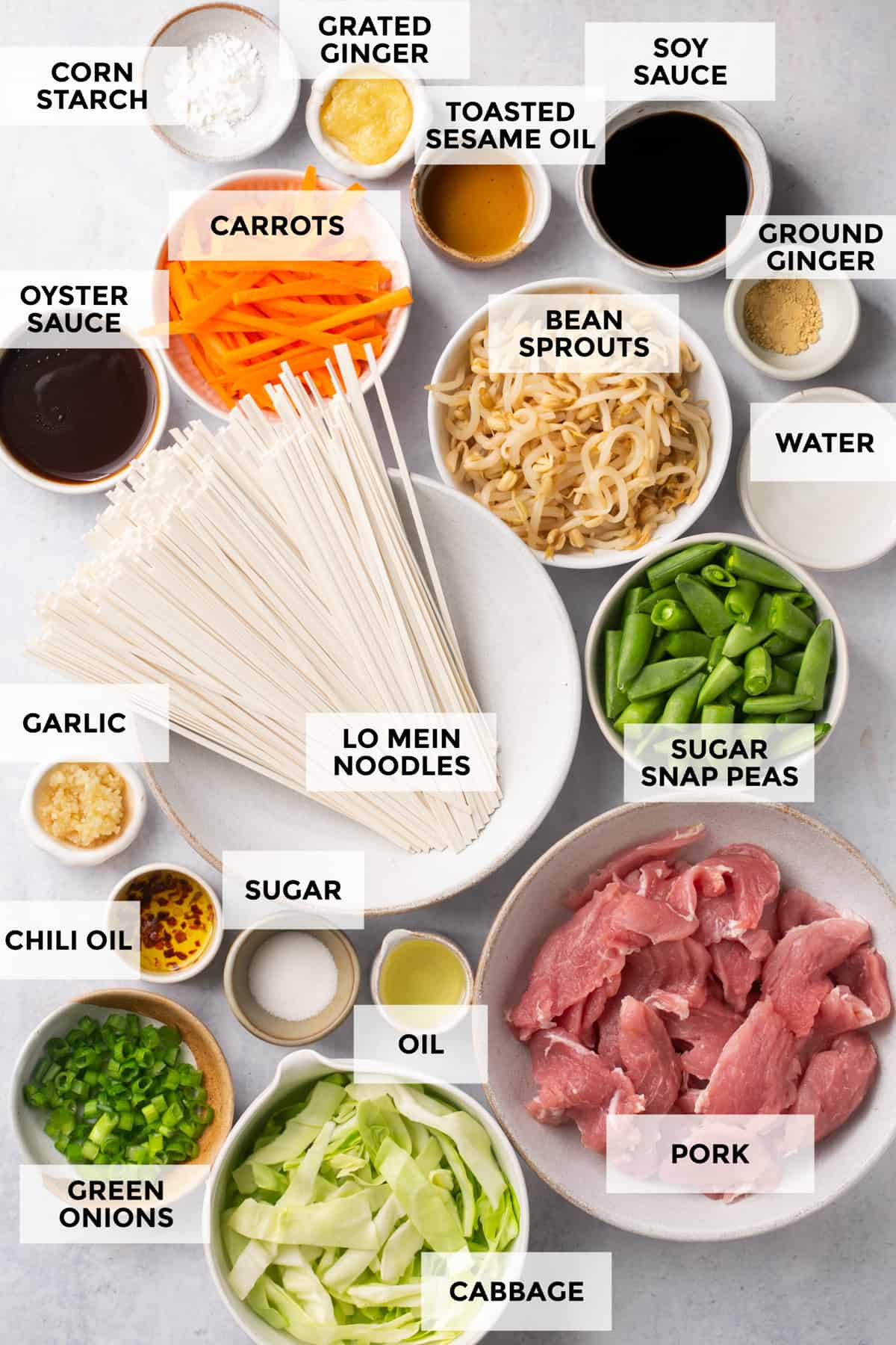 ingredients for pork lo mein recipe