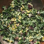 salad with kale, cranberries, and almonds