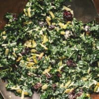 salad with kale, cranberries, and almonds