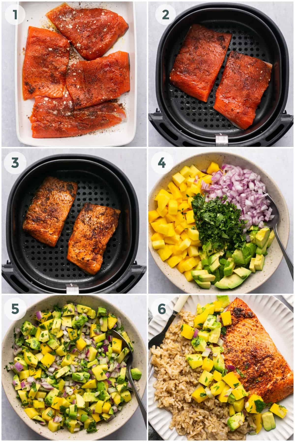 six steps of preparing air fryer salmon recipe