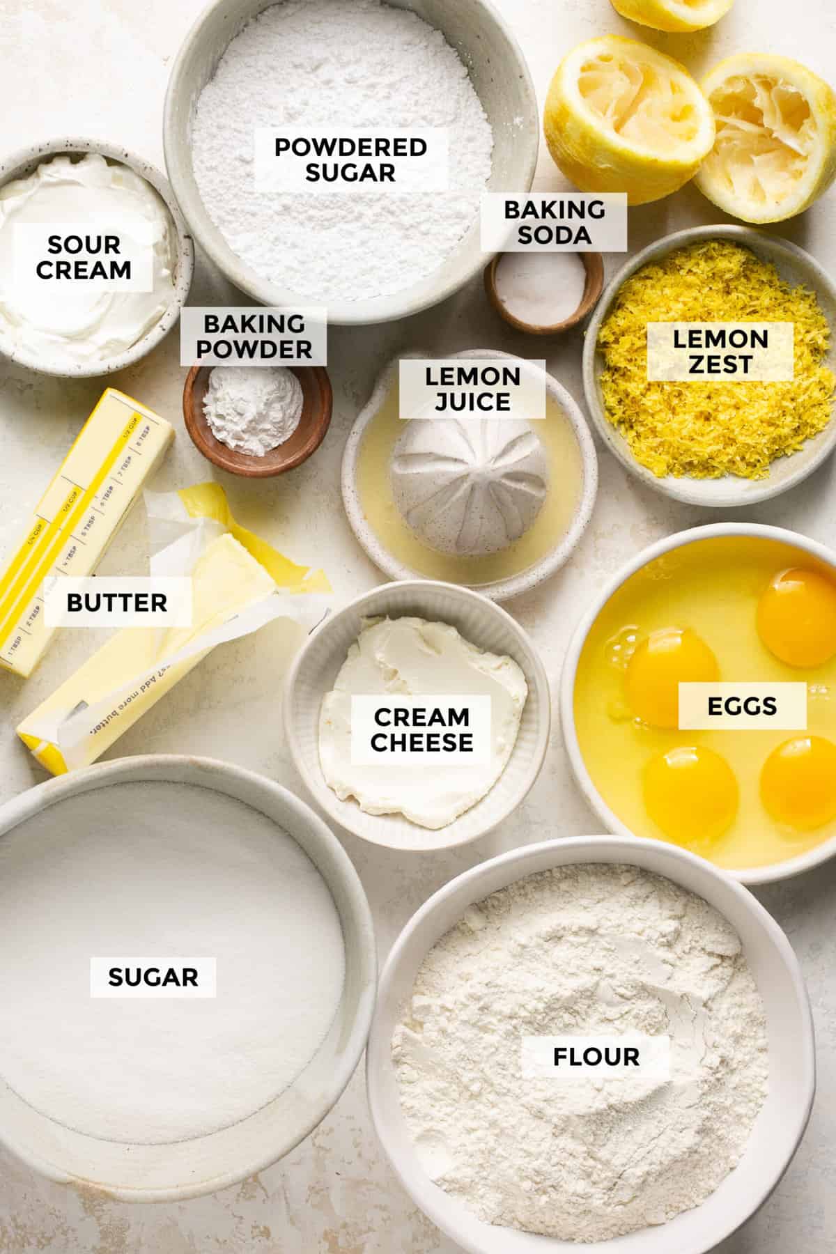 ingredients for lemon bundt cake