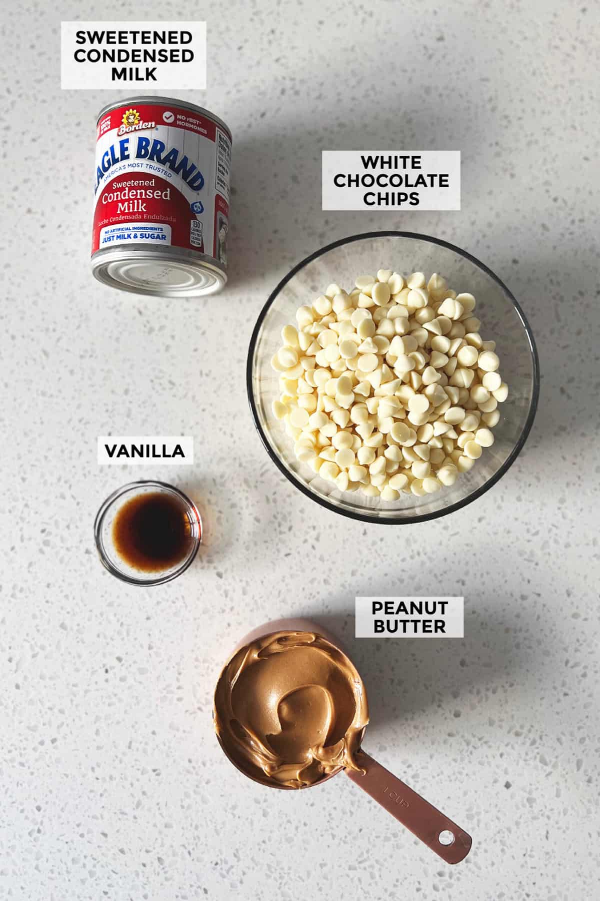ingredients for homemade peanut butter fudge