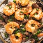 up close shrimp with lobster sauce over rice