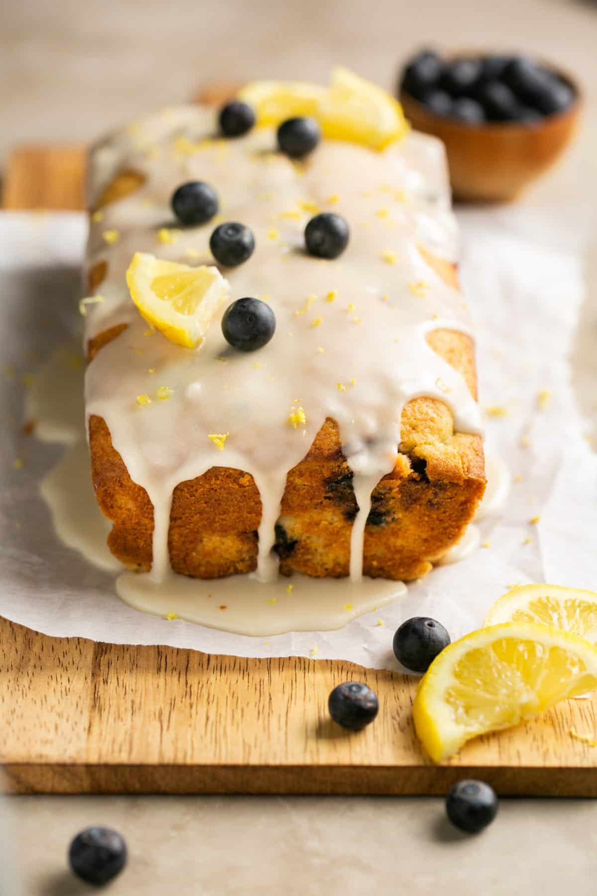 lemon blueberry loaf with icing