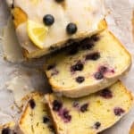 ice lemon blueberry loaf with some slices