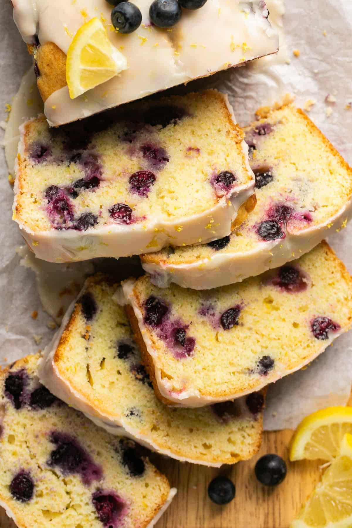 slices of lemon blueberry bread