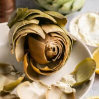 cooked artichokes with dipping sauce