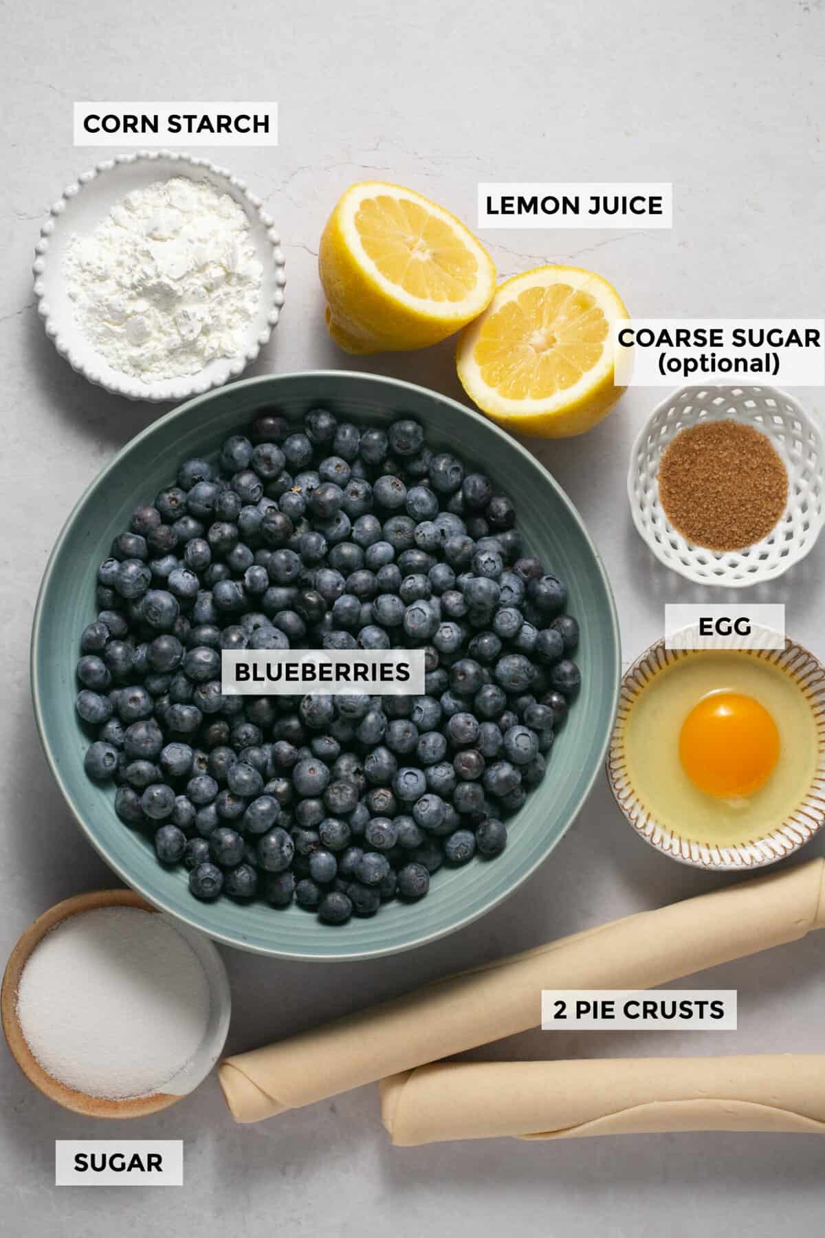ingredients for blueberry pie