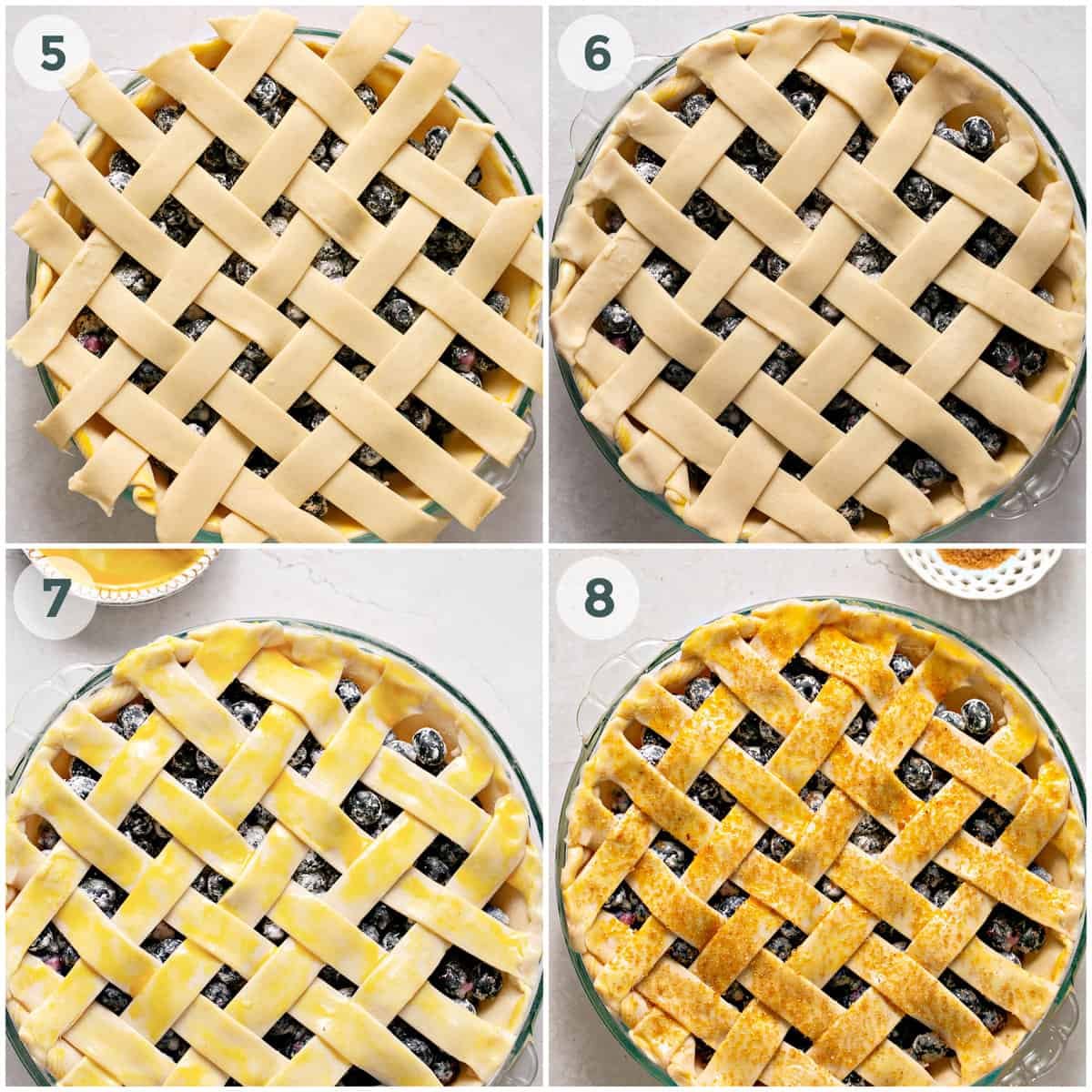 final four steps of preparing blueberry pie recipe