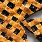 up close blueberry pie slices