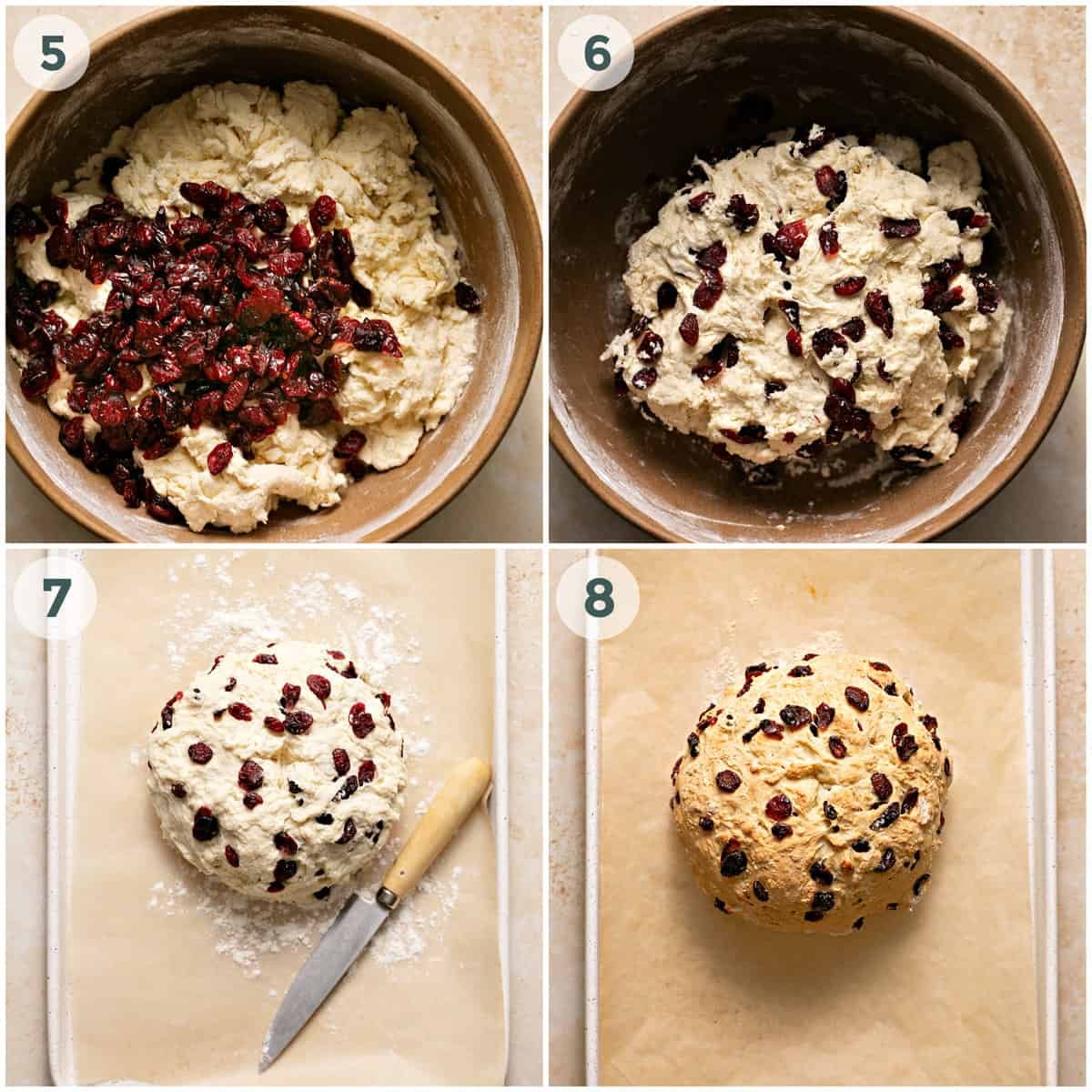 final four steps of preparing irish soda bread