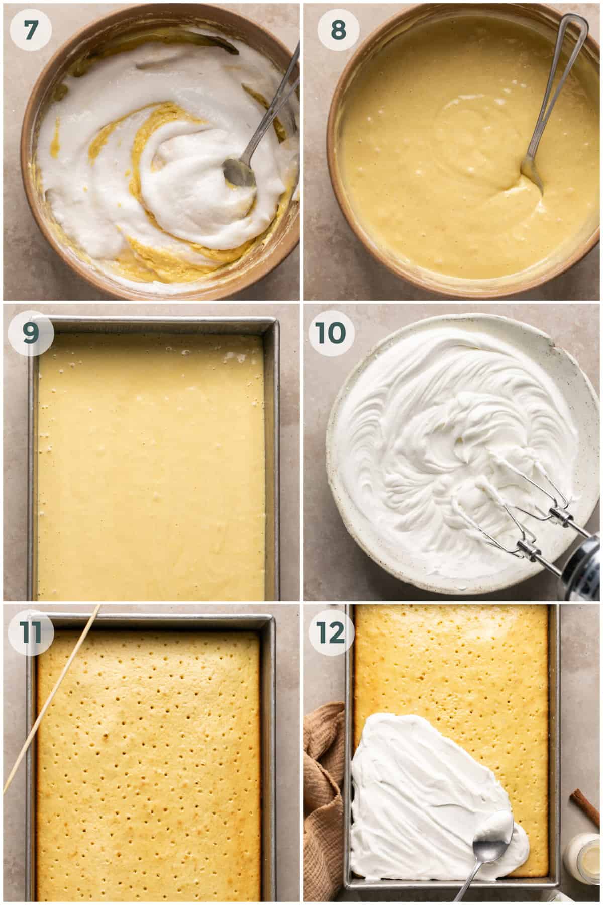 steps 7-12 for making tres leches cake recipe