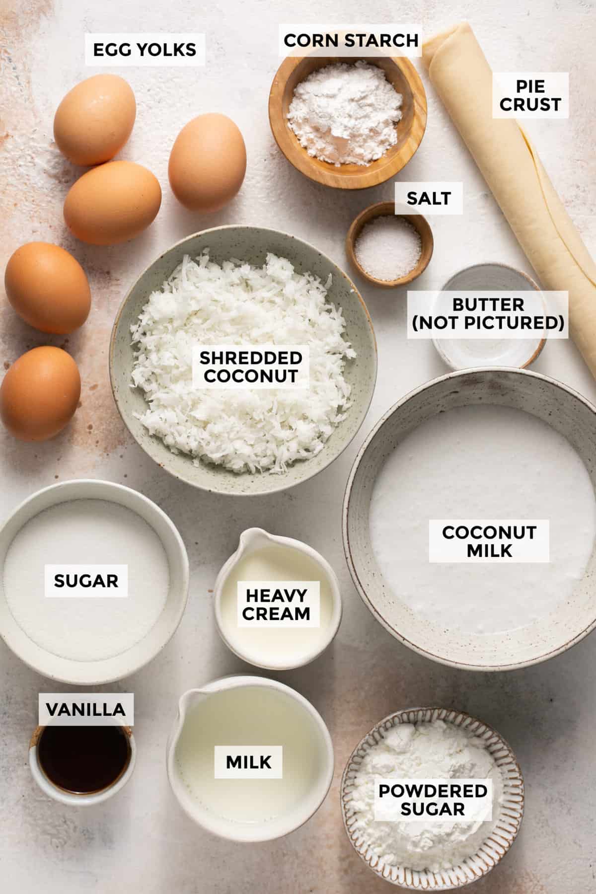ingredients for coconut cream pie recipe